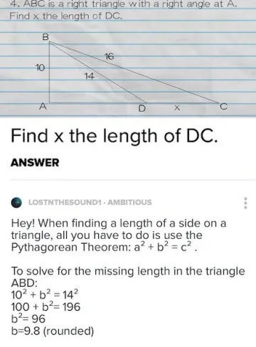 A text-only answer to a math question on Brainly. Answers to math questions are hard to understand.