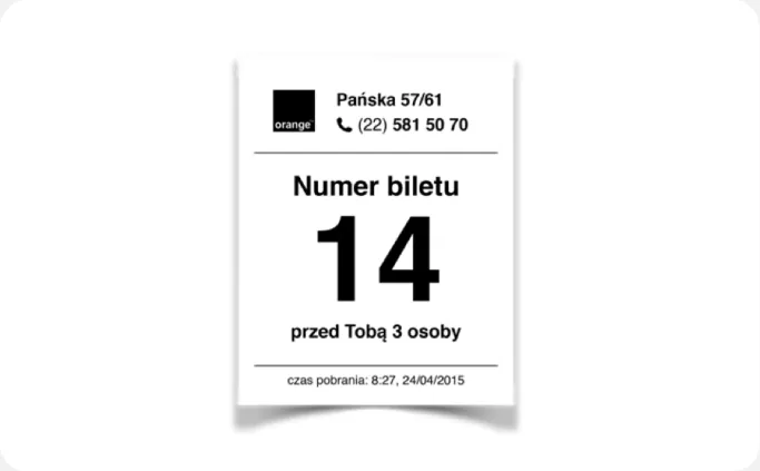 A paper ticket with the number 14
