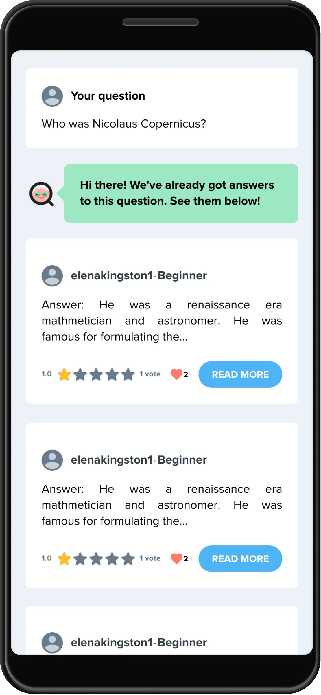 Instant Answers showing existing answers while the user types a question