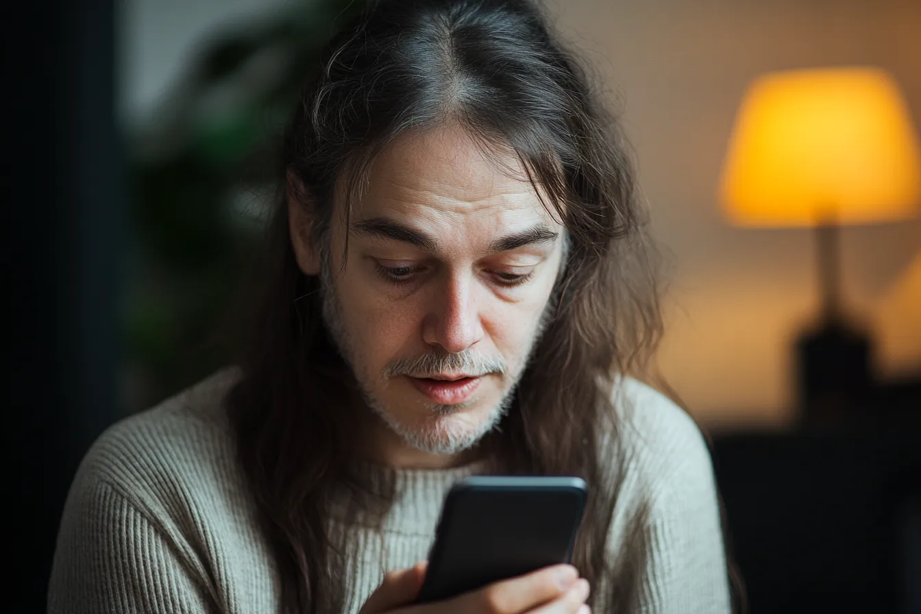 A man looking at a phone