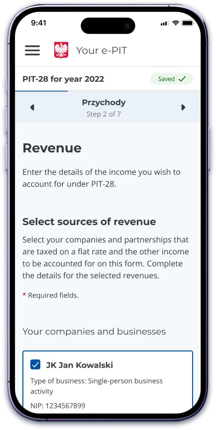 PIT-28 Revenue step, mobile